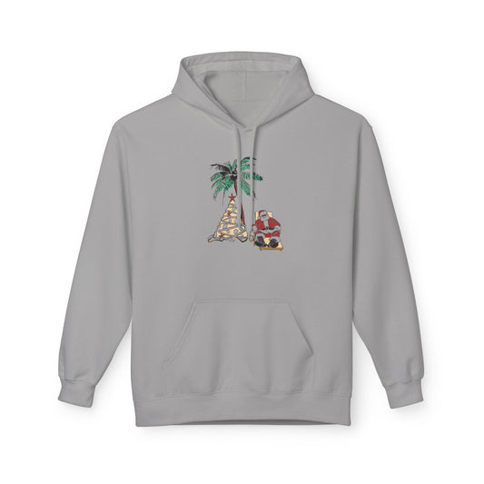 Unisex Tropical Santa Palm Tree Hoodie - Midweight Softstyle Fleece