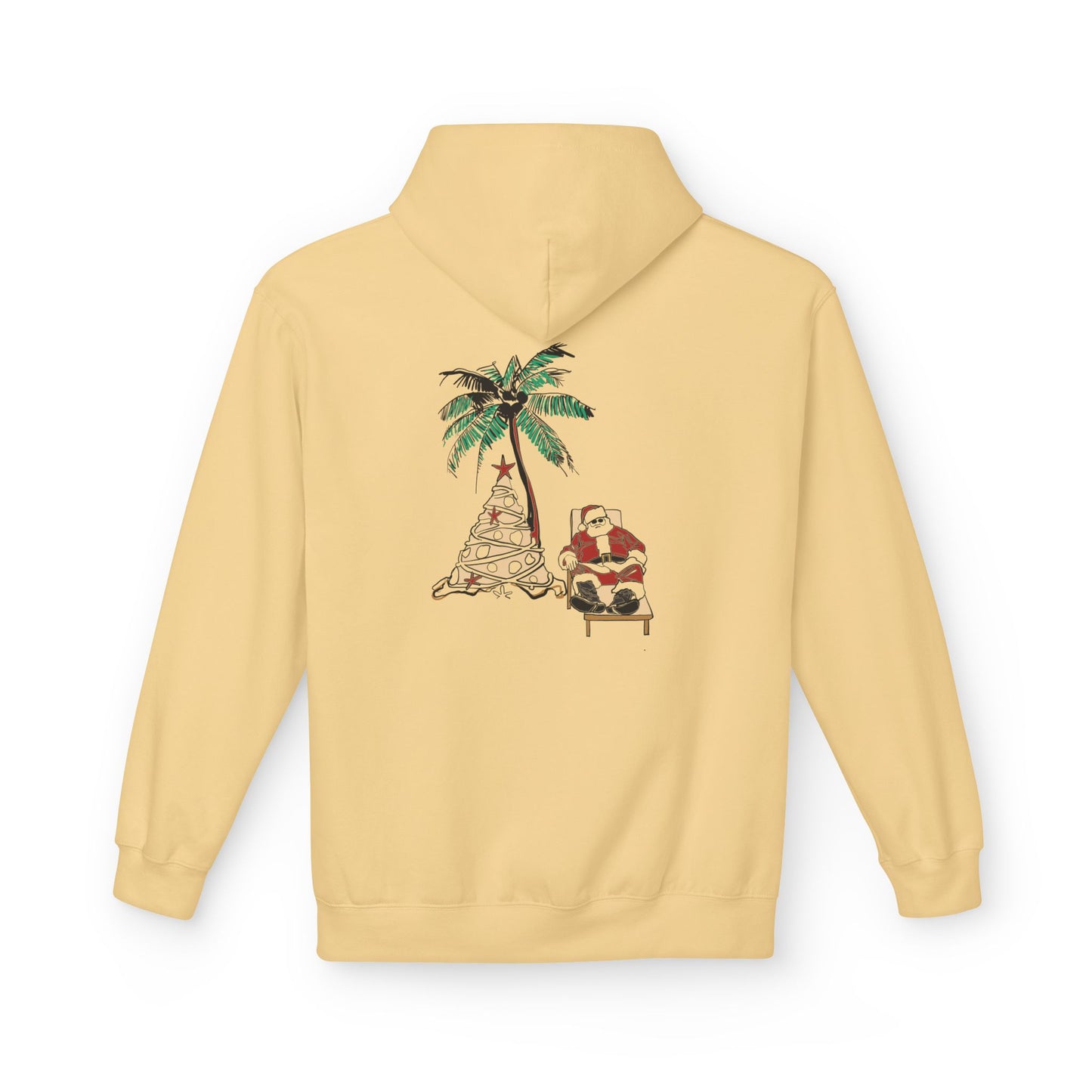 Unisex Tropical Santa Palm Tree Hoodie - Midweight Softstyle Fleece