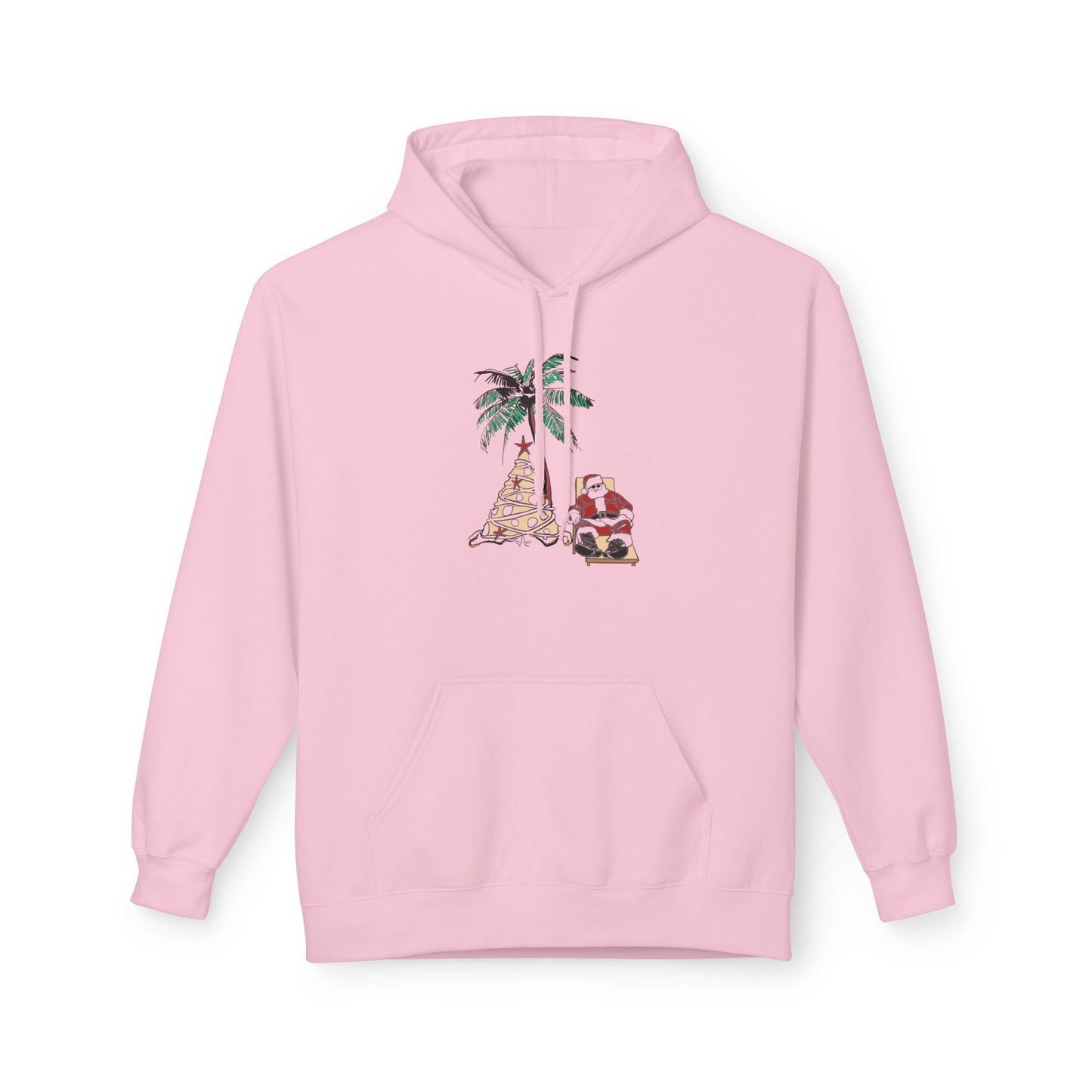 Unisex Tropical Santa Palm Tree Hoodie - Midweight Softstyle Fleece