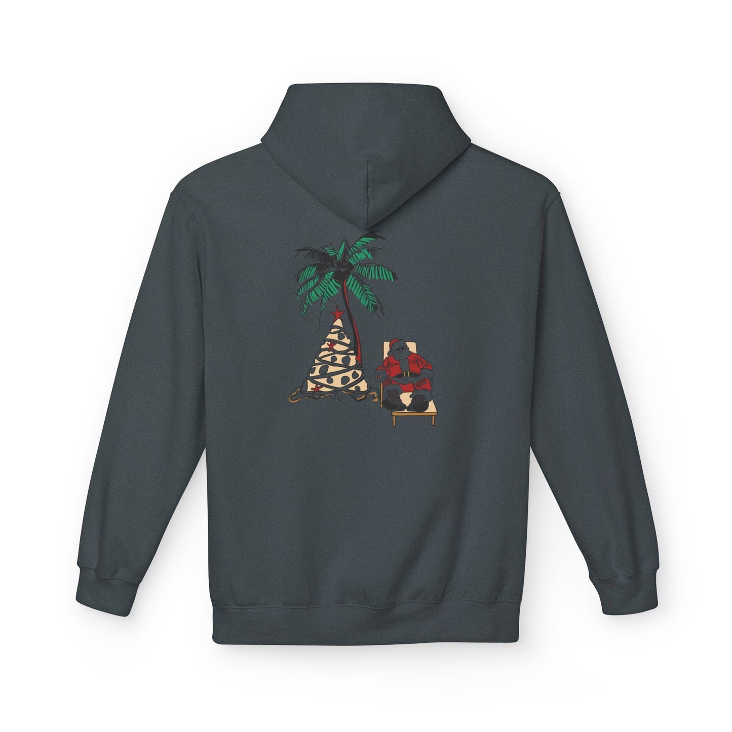 Unisex Tropical Santa Palm Tree Hoodie - Midweight Softstyle Fleece