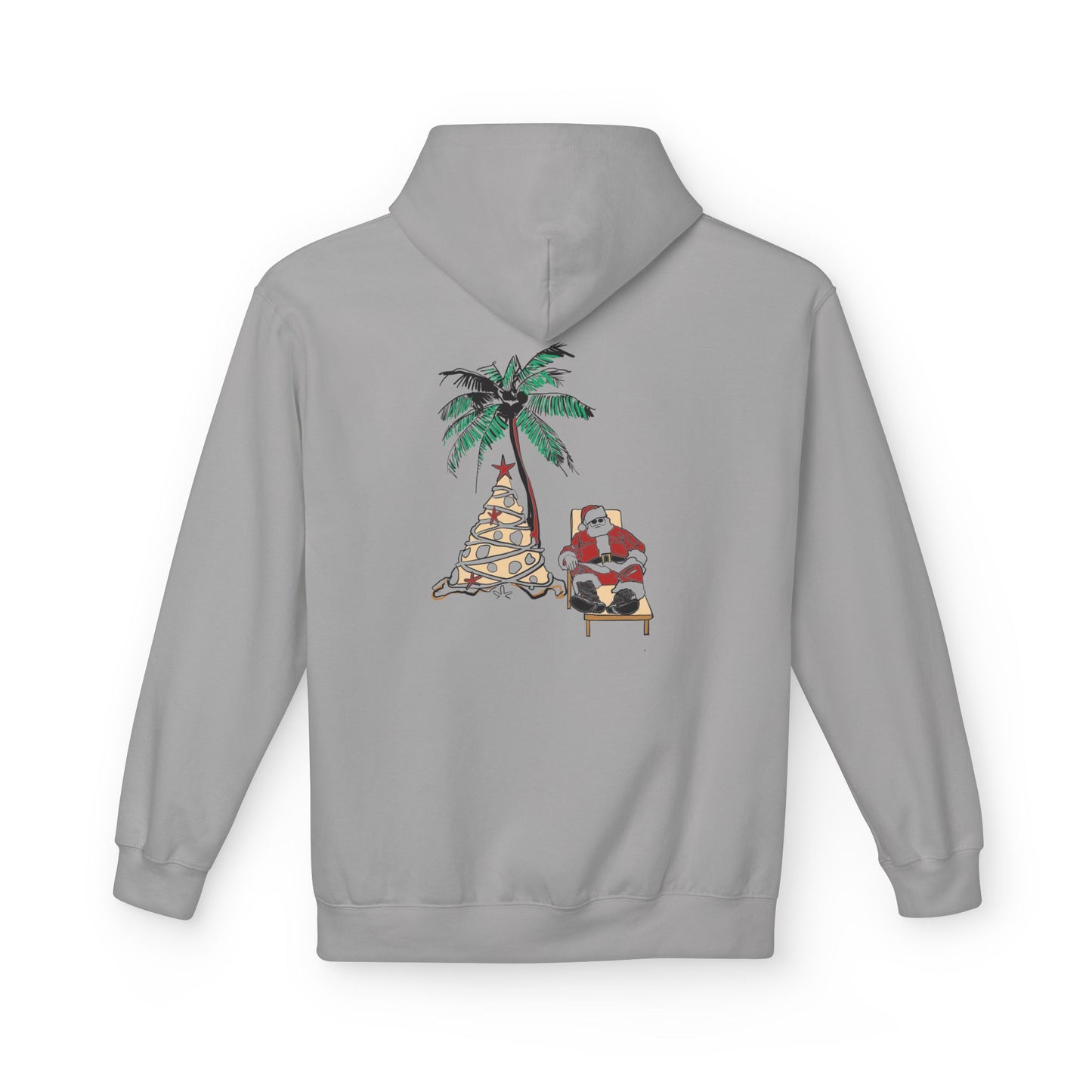Unisex Tropical Santa Palm Tree Hoodie - Midweight Softstyle Fleece