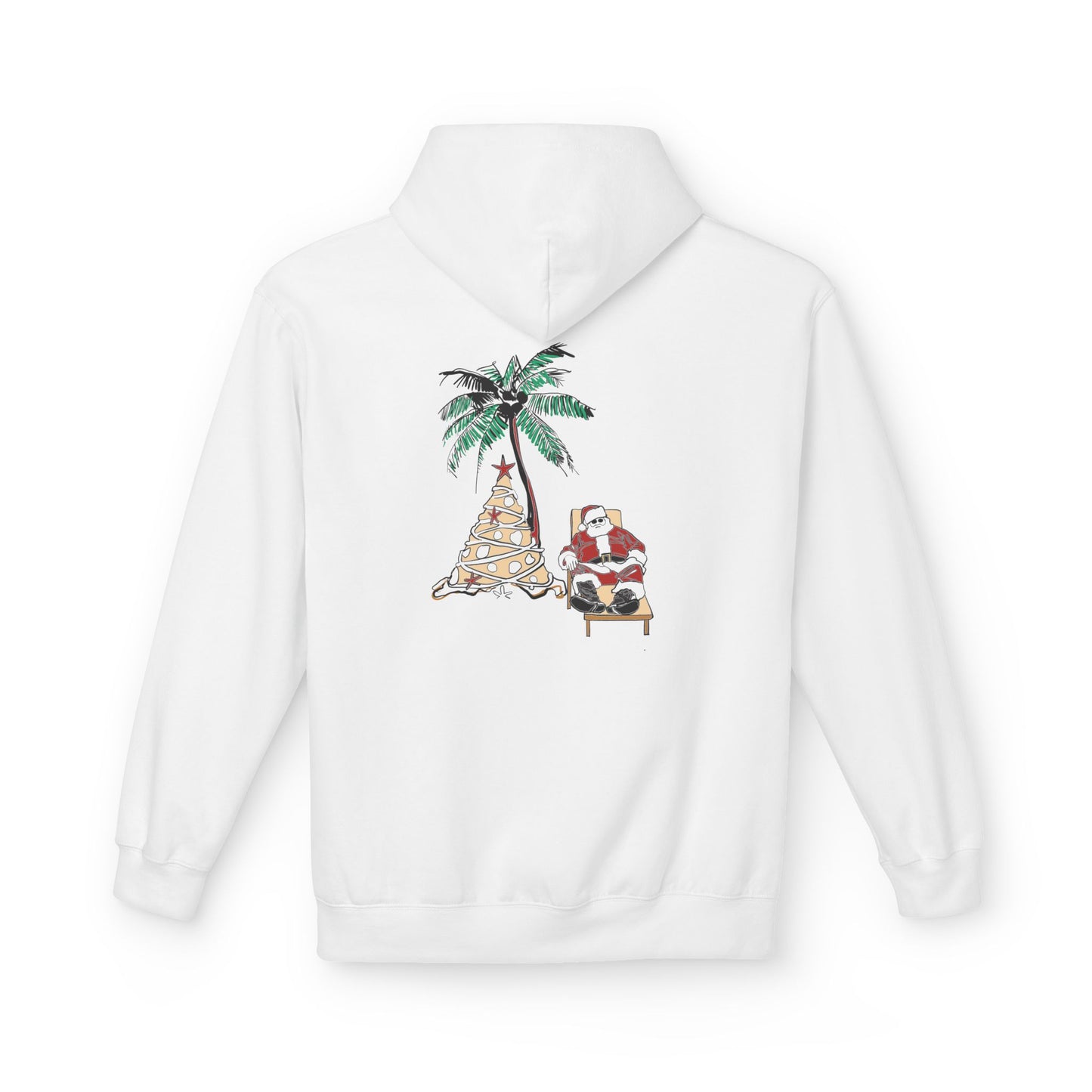 Unisex Tropical Santa Palm Tree Hoodie - Midweight Softstyle Fleece