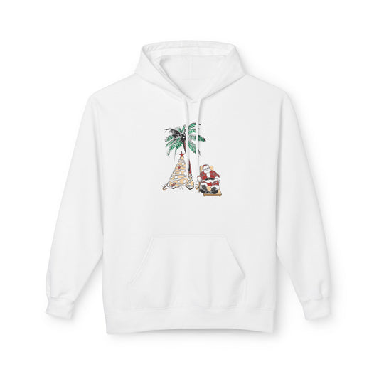 Unisex Tropical Santa Palm Tree Hoodie - Midweight Softstyle Fleece