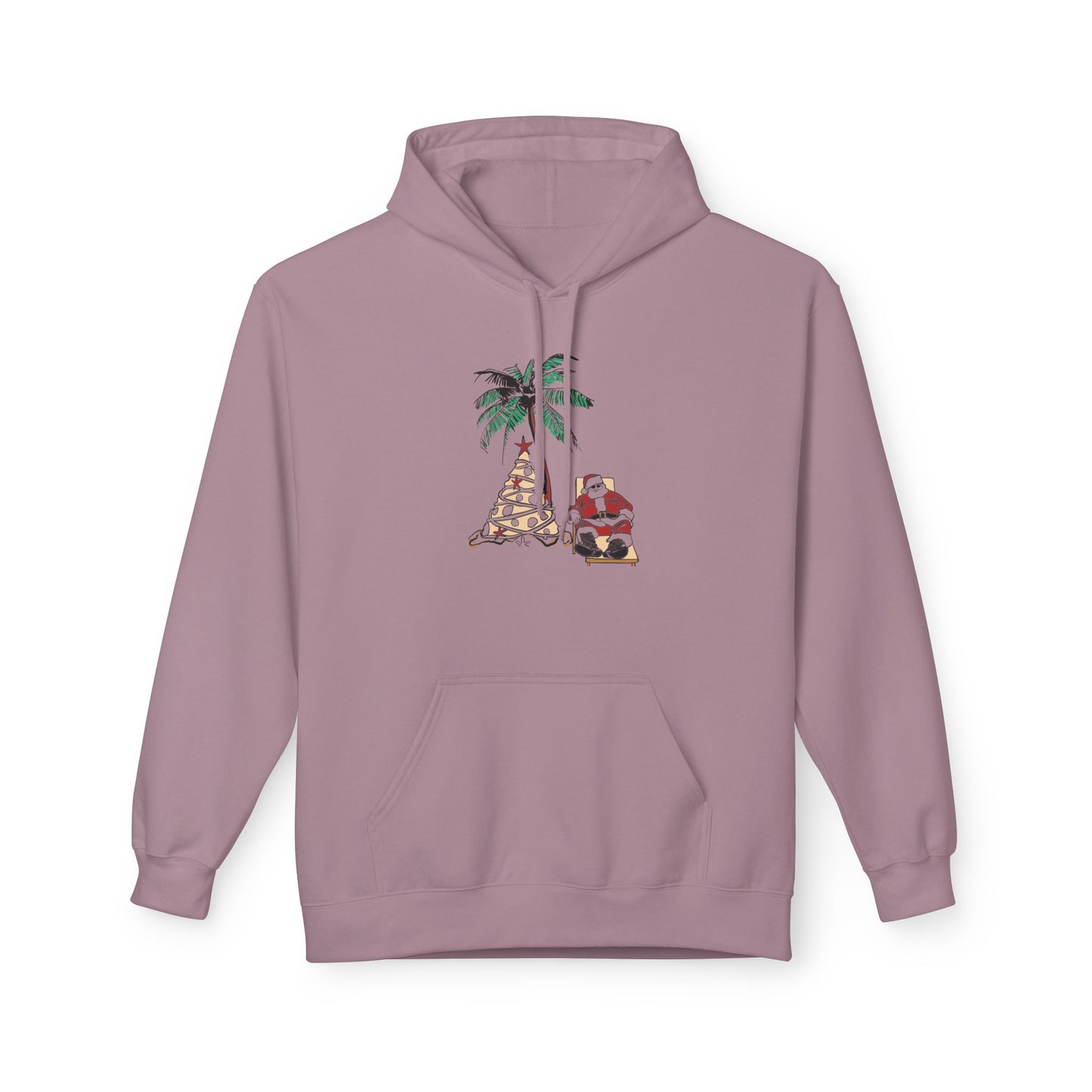 Unisex Tropical Santa Palm Tree Hoodie - Midweight Softstyle Fleece
