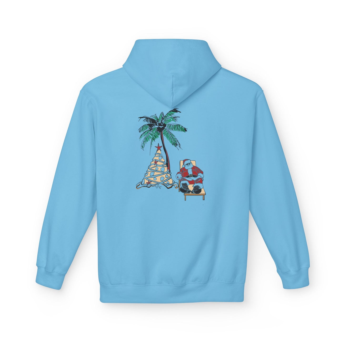 Unisex Tropical Santa Palm Tree Hoodie - Midweight Softstyle Fleece