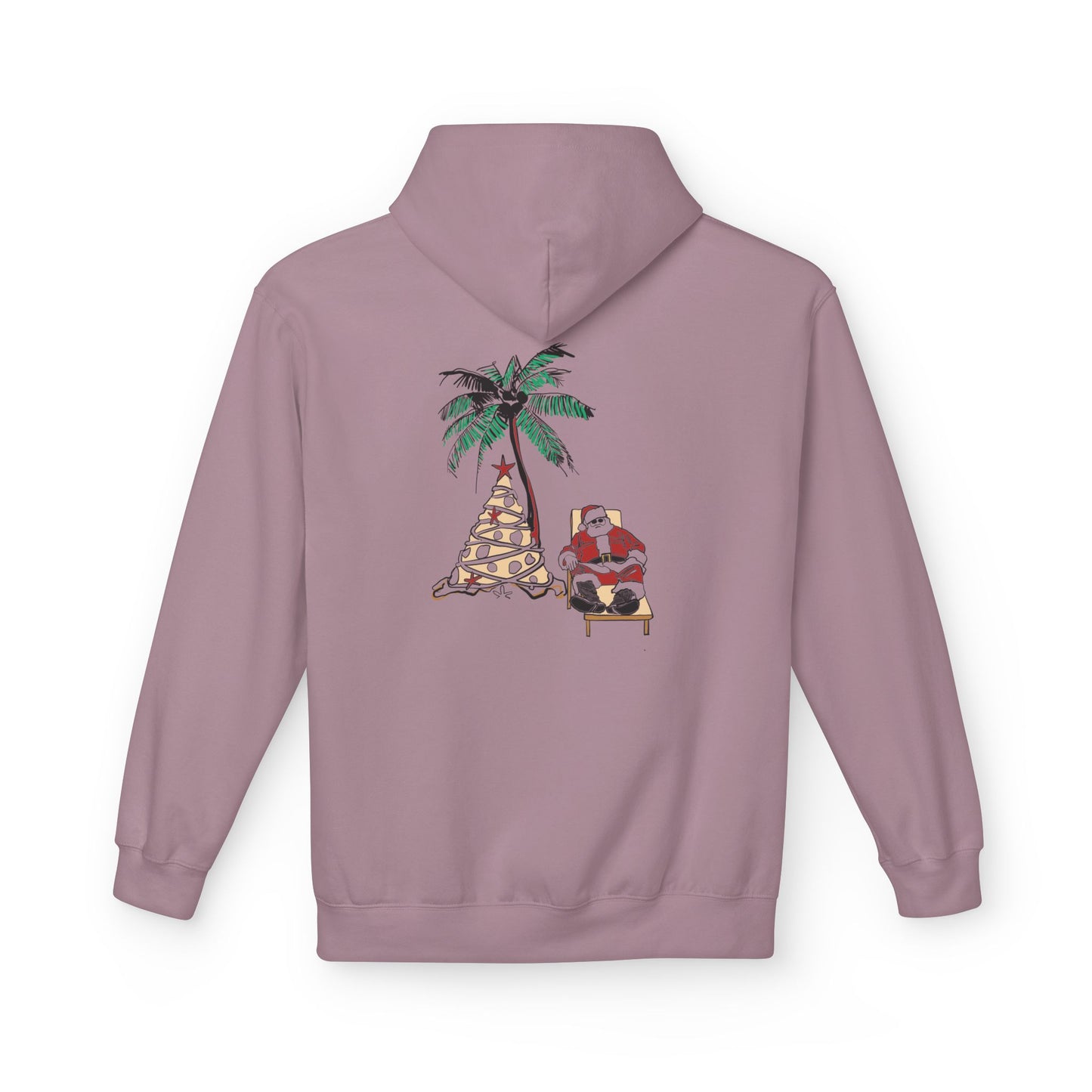 Unisex Tropical Santa Palm Tree Hoodie - Midweight Softstyle Fleece