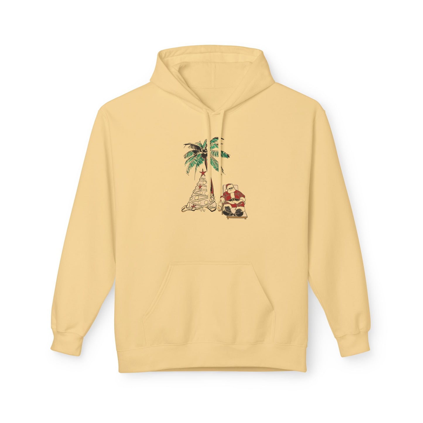 Unisex Tropical Santa Palm Tree Hoodie - Midweight Softstyle Fleece