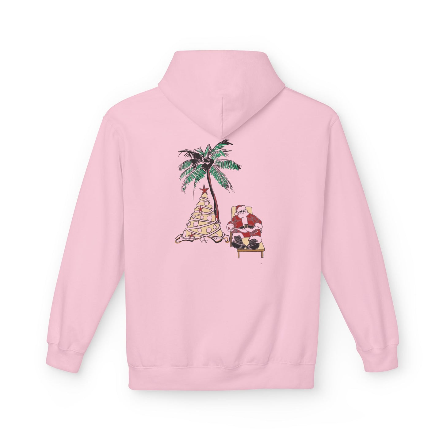 Unisex Tropical Santa Palm Tree Hoodie - Midweight Softstyle Fleece