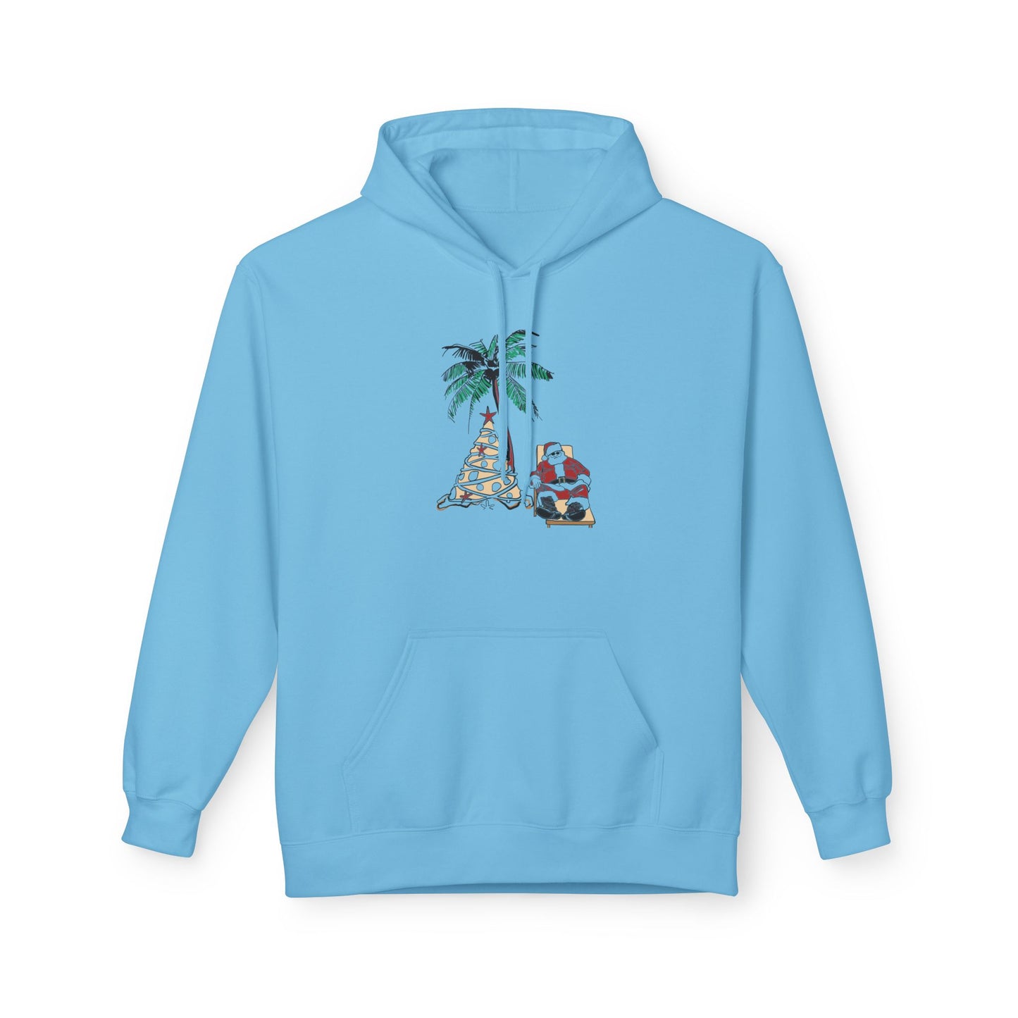 Unisex Tropical Santa Palm Tree Hoodie - Midweight Softstyle Fleece